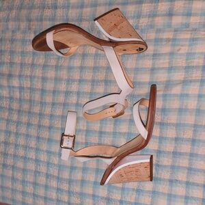 Chloe Block Off White Cork Block Heel Sandals. Size 39 or US 8.5